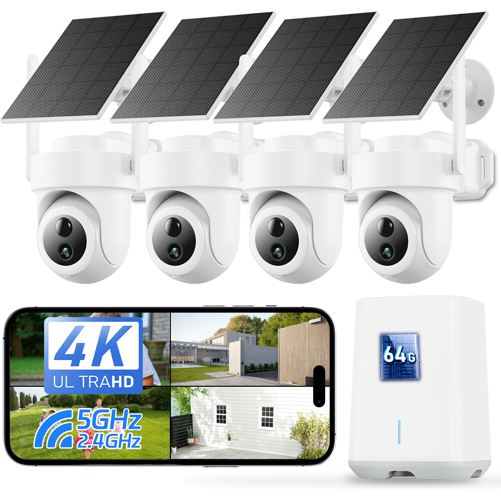 Home Security Kit - Système de caméra solaire 8MP 4K,