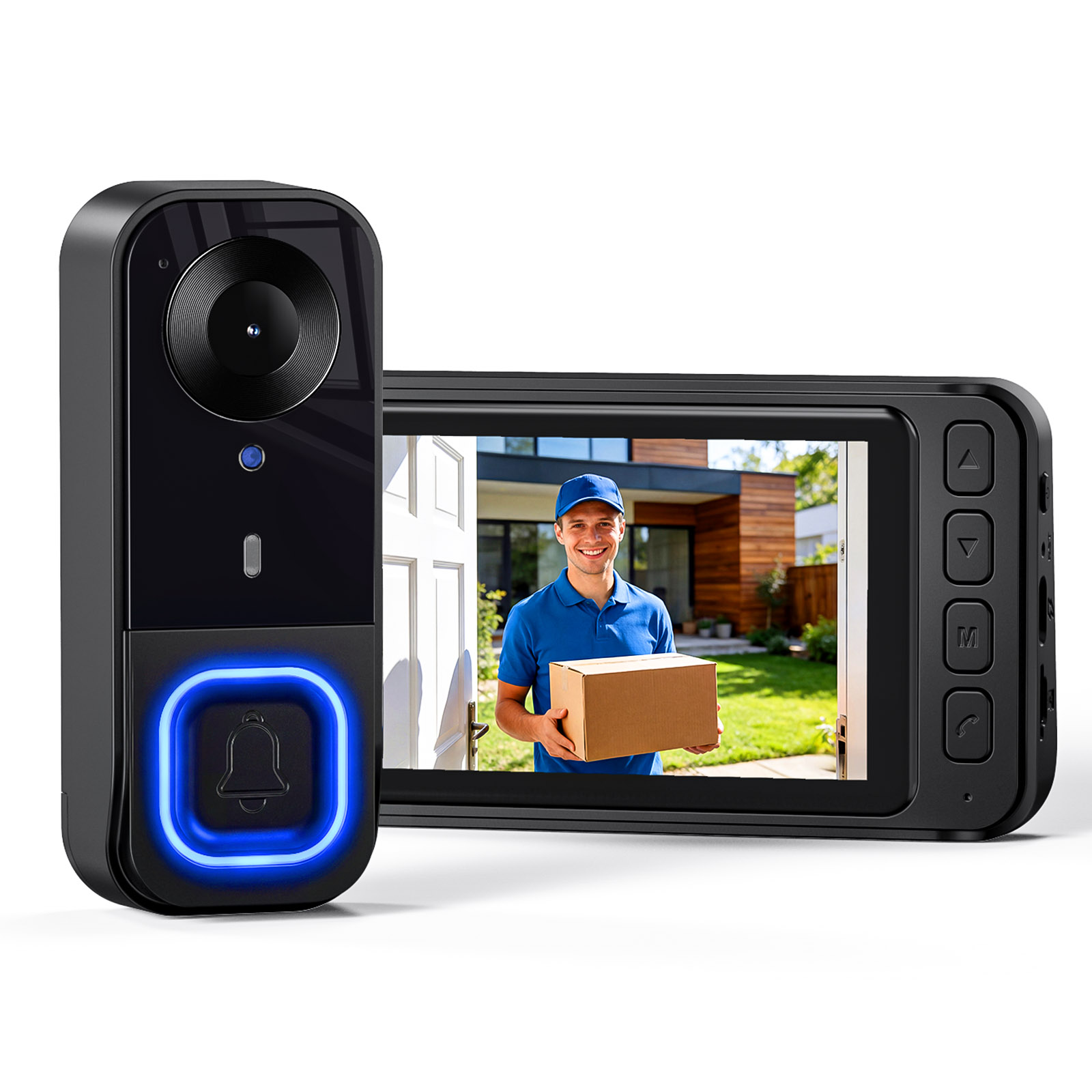 Home Security No Monthly Fee - Sonnette vidéo avec caméra HD, vision