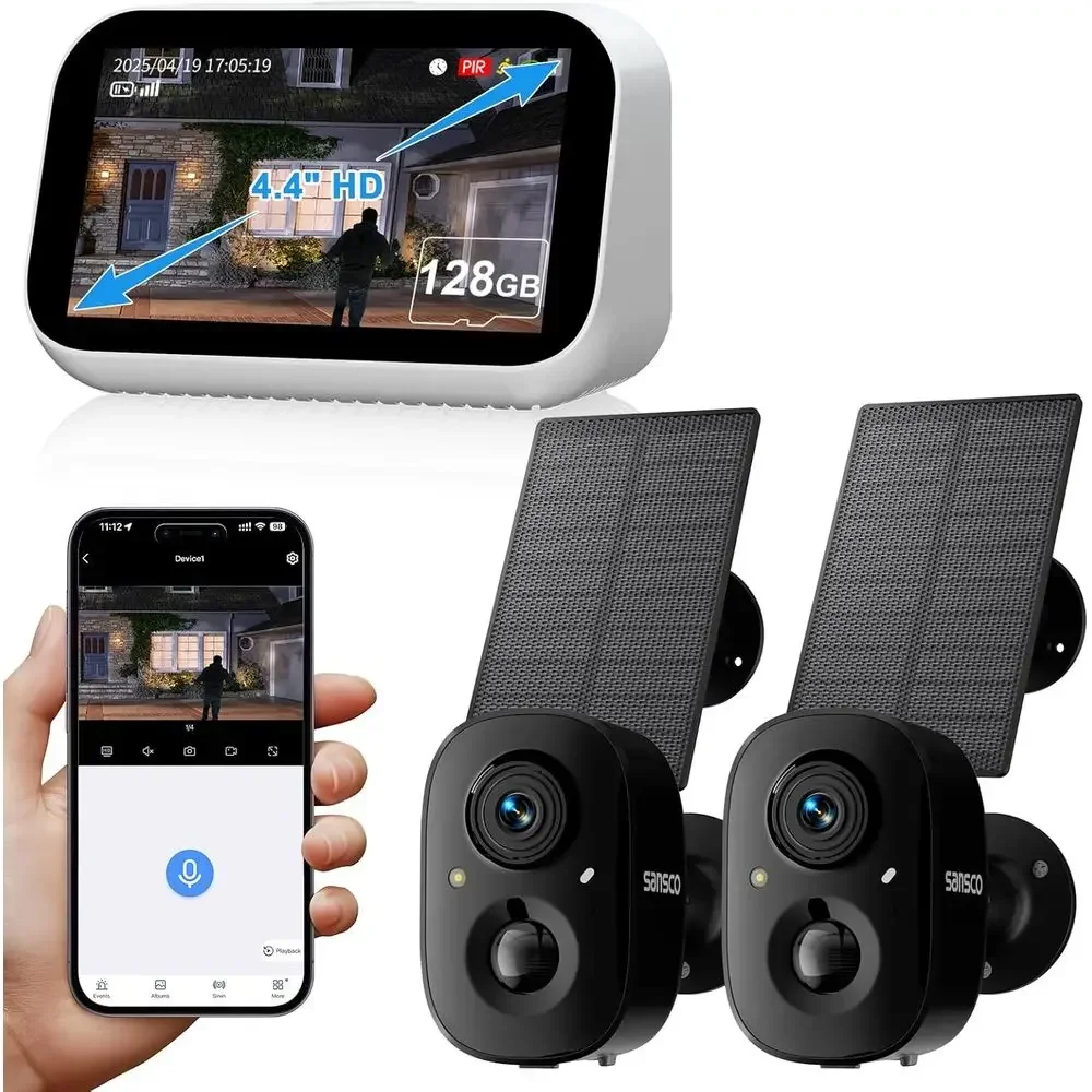 Home Security No Monthly Fee - Caméras de sécurité solaires 2K sans
