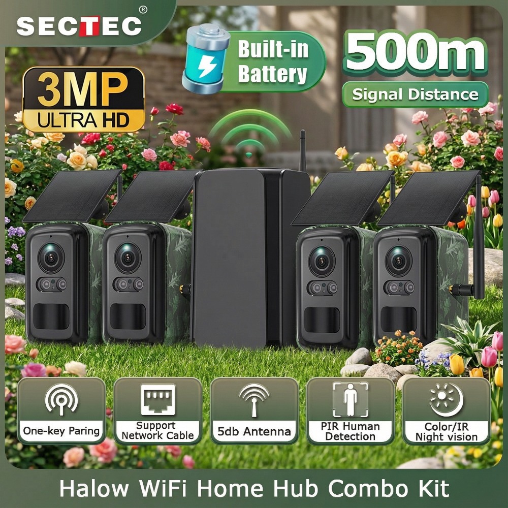 Home Security No Monthly Fee - Caméra de sécurité solaire SECTEC HomeBase