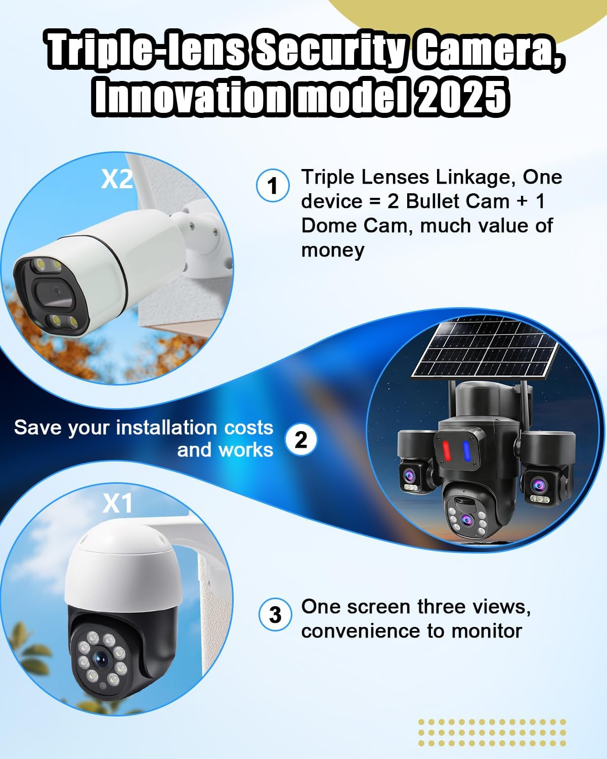 Caméra de sécurité solaire ext - Home Security No Monthly Fee avis et prix